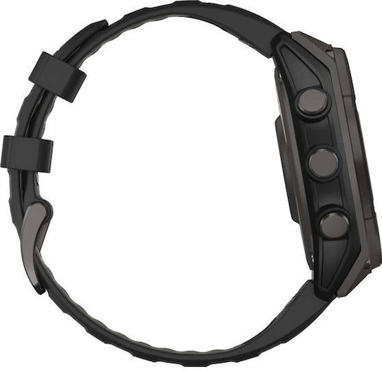 Garmin Fenix 8 Solar Titanium 47mm Waterproof Smartwatch with Heart Rate Monitor (Sapphire, Carbon Grey Dlc Titanium With Black/pebble Grey Silicone Band)