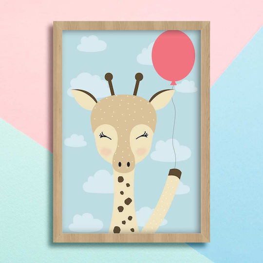 Παιδικό Κάδρο Giraffe Pink Balloon 30x40εκ.