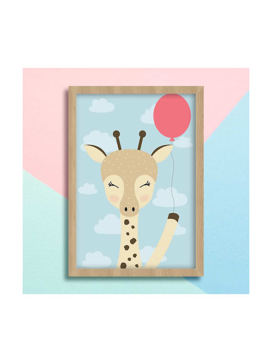 Παιδικό Κάδρο Giraffe Pink Balloon 21x30εκ.