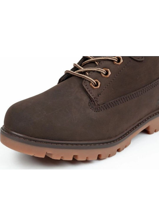 Leather Kids Boots with Zipper Brown