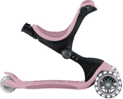 Globber Kids Scooter Foldable Go•Up Deluxe Lights Ecologic 3-Wheel with Seat Pink