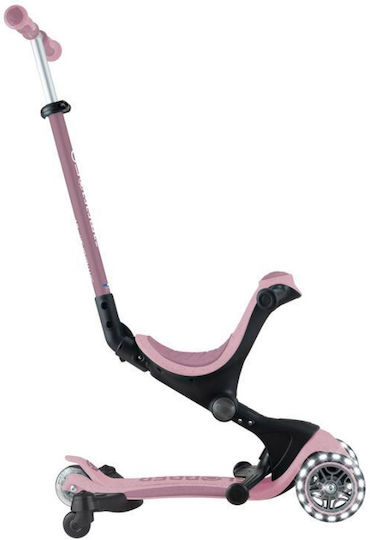 Globber Kids Scooter Foldable Go•Up Deluxe Lights Ecologic 3-Wheel with Seat Pink