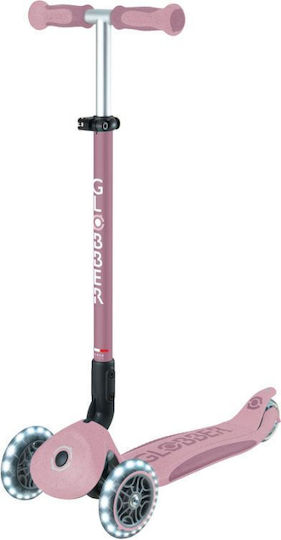 Globber Kids Scooter Foldable Go•Up Deluxe Lights Ecologic 3-Wheel with Seat Pink