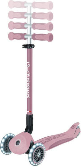 Globber Kids Scooter Foldable Go•Up Deluxe Lights Ecologic 3-Wheel with Seat Pink