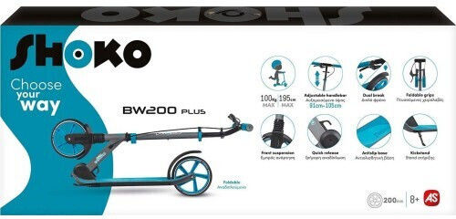 Shoko Kids Scooter Foldable BW 200 Plus 2-Wheel for 8+ Years Blue