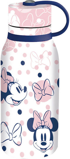 Stor Termos Sticlă Pentru Copii Minnie Din Oțel Inoxidabil Cu Capac Cu Filet Antivărsare 330ml