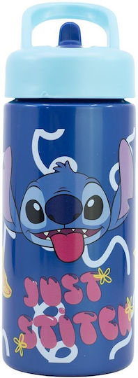 Stor Kids Water Bottle Lilo & Stitch Plastic with Straw Blue 410ml (Various Designs/Colours)