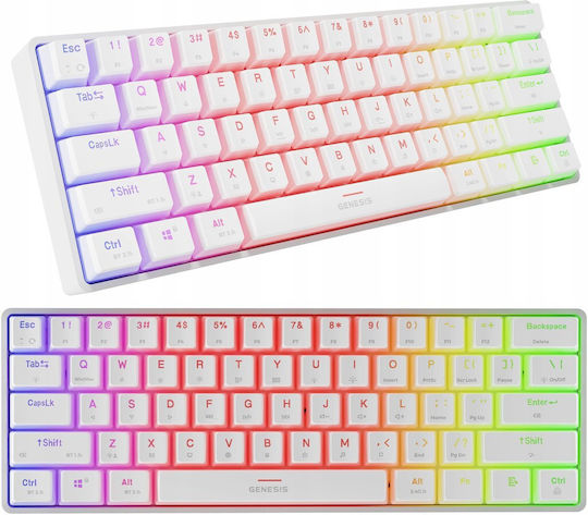 Genesis Thor 660 G2 Gaming Tastatură Mecanică 60% cu Gateron Red comutatoare și iluminare RGB (Engleză US) Alb