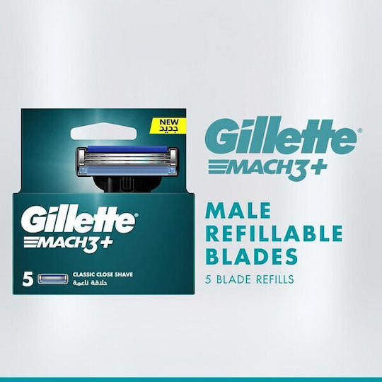 Gillette Mach 3+ Ανταλλακτικές Κεφαλές με 3 Λεπίδες 5τμχ