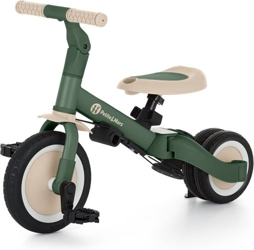 Petite & Mars Turbo Tricicletă Pentru Copii Cu Mâner Pentru Părinți 5 În 1 Pentru 18 Luni Verde