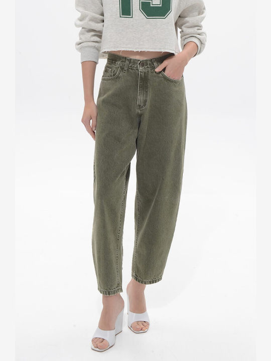 Sac & Co Lima High Waist Women's Jean Trousers Khaki