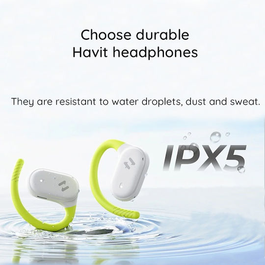 Havit OWS915 Open Ear Bluetooth Handsfree Earphones with Sweat Resistance and Charging Case White