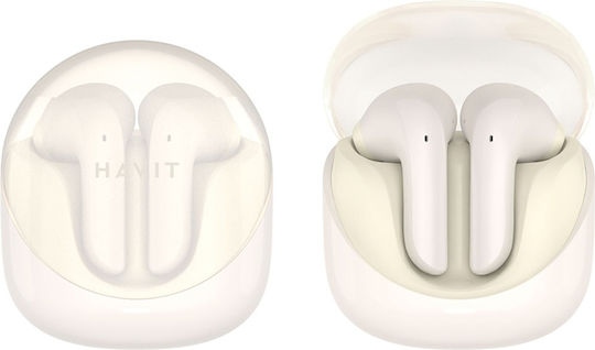 Havit TW974 Earbud Bluetooth хендсфри Слушалки с Устойчивост на Пот и Кутийка за Зареждане Бежов