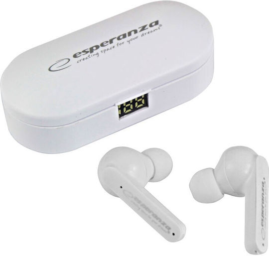 Esperanza EH230W In-ear Bluetooth Handsfree Ακουστικά με Θήκη Φόρτισης Λευκά