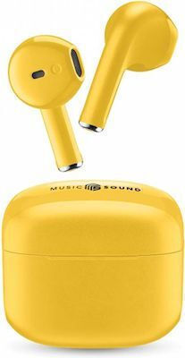Cellular Line Swag Earbud Bluetooth Handsfree Ακουστικά με Θήκη Φόρτισης Κίτρινα