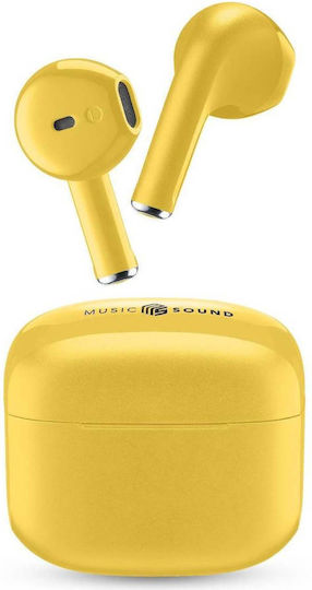 Cellular Line Swag Earbud Bluetooth Handsfree Ακουστικά με Θήκη Φόρτισης Κίτρινα