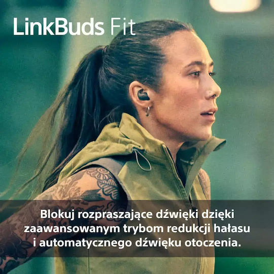 Sony LinkBuds Fit Bluetooth-Freisprecheinrichtung Kopfhörer mit Schweißresistenz und Ladeetui Grün