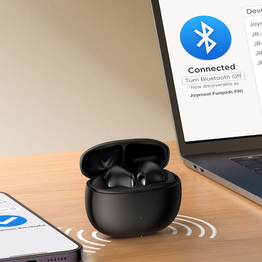 Joyroom JR-FN1 In-ear Bluetooth Handsfree Ακουστικά με Θήκη Φόρτισης Μαύρα