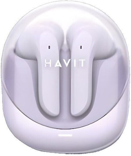Havit TW974 Earbud Bluetooth Handsfree Ακουστικά με Αντοχή στον Ιδρώτα και Θήκη Φόρτισης Μωβ