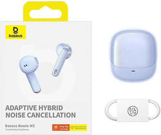 Baseus Bowie M3 Earbud Bluetooth Handsfree Ακουστικά με Θήκη Φόρτισης Μπλε
