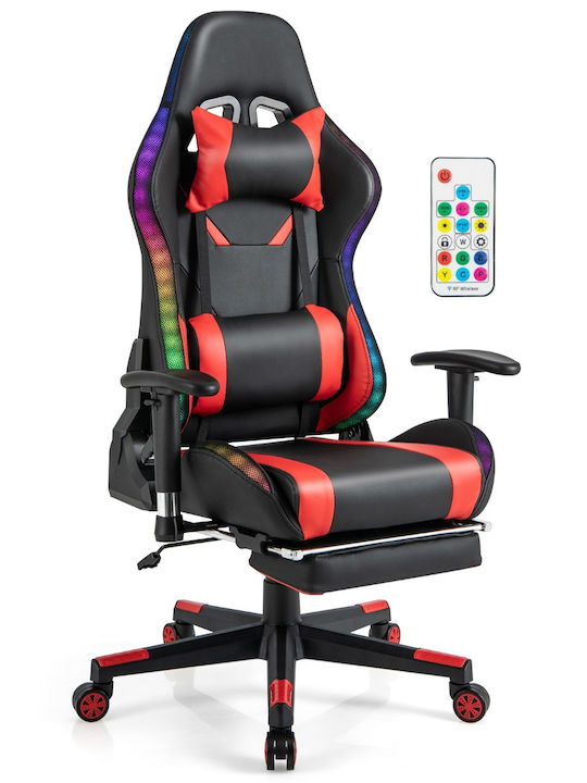 Costway CB10483RE Геймърски стол с RGB осветление и подлакътник Многоцветен