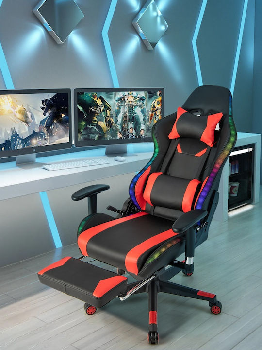 Costway CB10483RE Геймърски стол с RGB осветление и подлакътник Многоцветен
