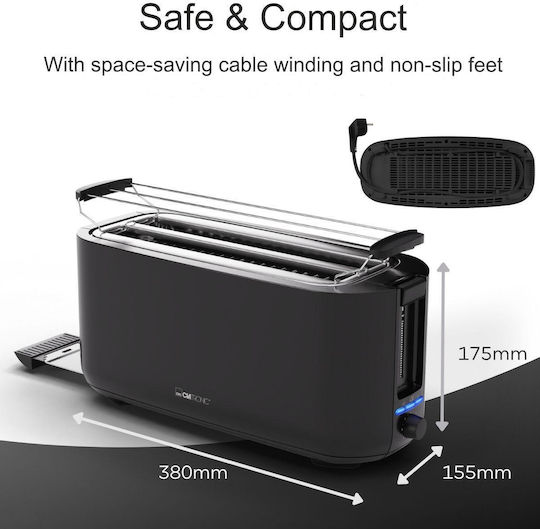 Clatronic Prăjitor de pâine 4 sloturi 1400W Negru