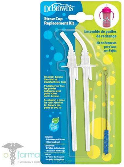 Dr. Brown's Silicone Baby Replacement Straw for 12+ months 2pcs Transparent