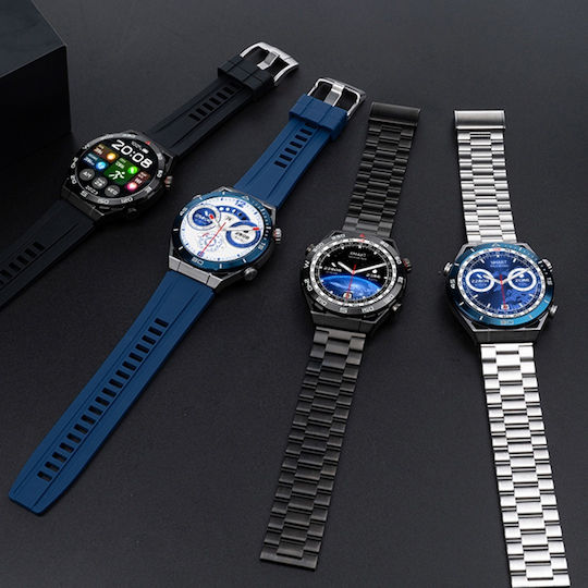 NO.1 ULTRA Mate Smartwatch με Παλμογράφο (Ασημί Κάσα / Ασημί Λουρί Μεταλλικό)