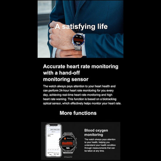 NO.1 ULTRA Mate Smartwatch με Παλμογράφο (Ασημί Κάσα / Ασημί Λουρί Μεταλλικό)