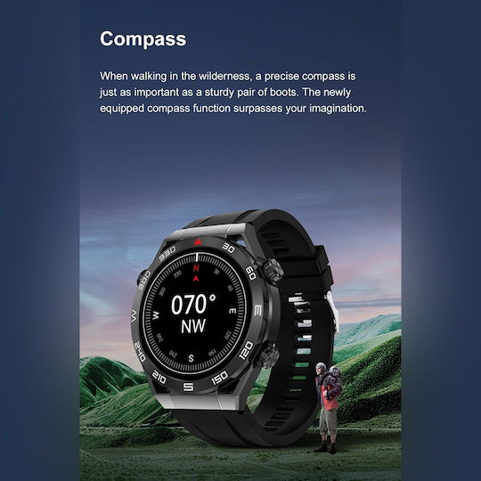 NO.1 ULTRA Mate Smartwatch με Παλμογράφο (Ασημί Κάσα / Ασημί Λουρί Μεταλλικό)