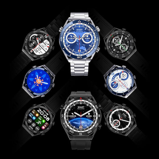 NO.1 ULTRA Mate Smartwatch με Παλμογράφο (Ασημί Κάσα / Ασημί Λουρί Μεταλλικό)