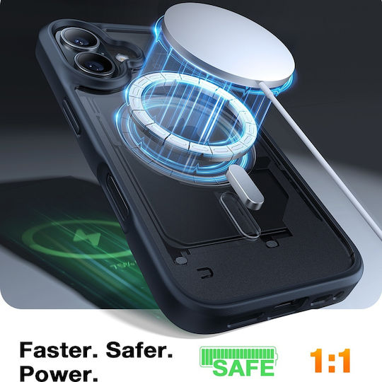 Torras Guardian Magnetic Umschlag Rückseite Silikon Schwarz (iPhone 16)