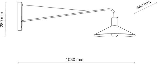TK Lighting Modern Leuchte Wand mit Fassung E27 Schwarz 103cm