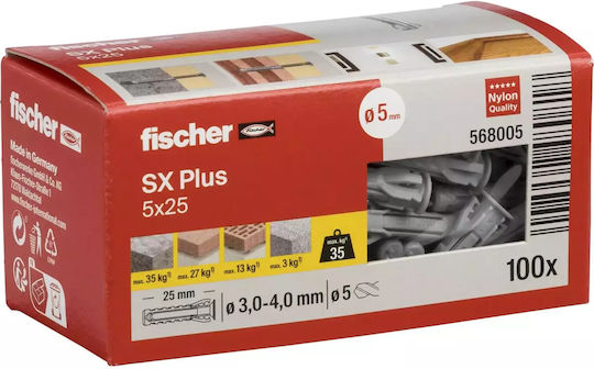 fischer Schraubanker Kunststoff 5x25mm 100Stück