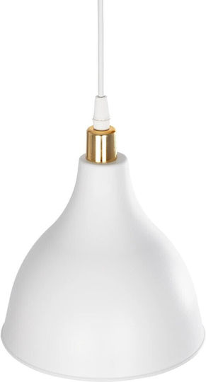 GloboStar Rade Hängelampe Weiß Glocke mit Fassung E27 17.5x17.5x56cm.