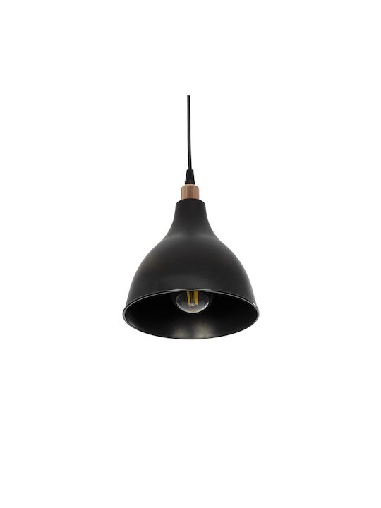 GloboStar Rade Pendant Light Black Bell with Socket E27 17.5x17.5x56cm