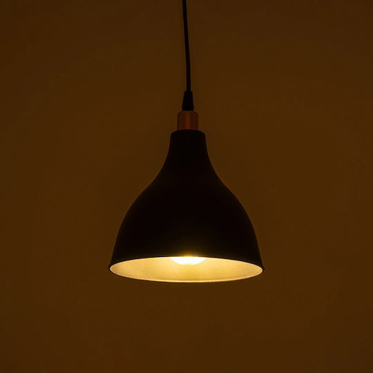 GloboStar Rade Pendant Light Black Bell with Socket E27 17.5x17.5x56cm