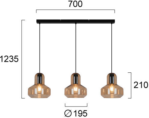 Viokef Mandy Κρεμαστό Φωτιστικό Μελί 70x210εκ.
