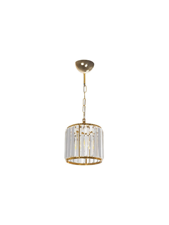 GloboStar Glamorous Hängelampe Gold mit Kristallen für Fassung E27 20x20x45cm.