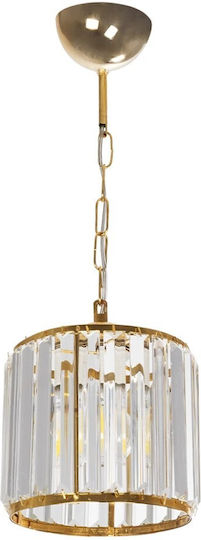 GloboStar Glamorous Pendant Light Gold with Crystals for Socket E27 20x20x45cm