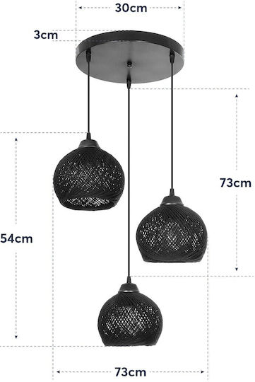 GloboStar Yasam Hängelampe Beige Boho mit Seil für Fassung E27 35x35x80cm.