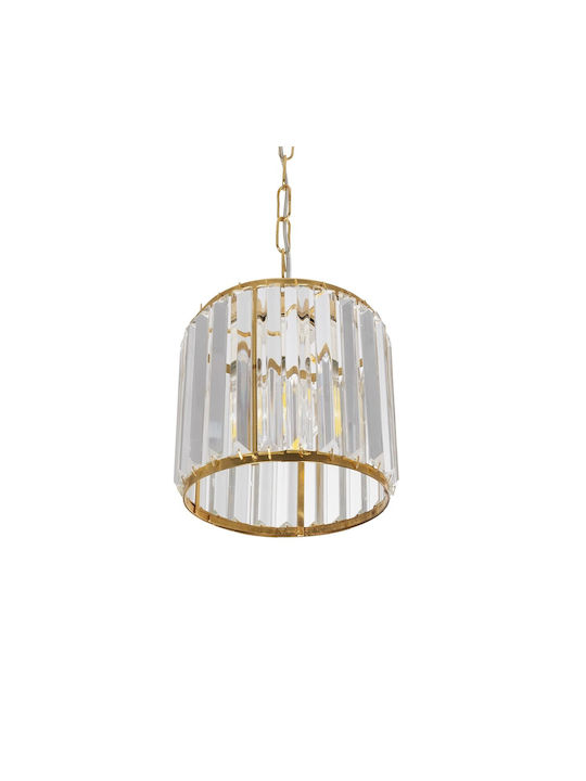 GloboStar Glamorous Hängelampe Gold mit Kristallen für Fassung E27 20x20x45cm.