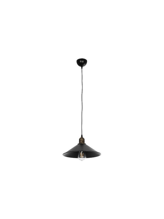 GloboStar Ferro Pendant Light Black Bell with Socket E27 30x30x90cm