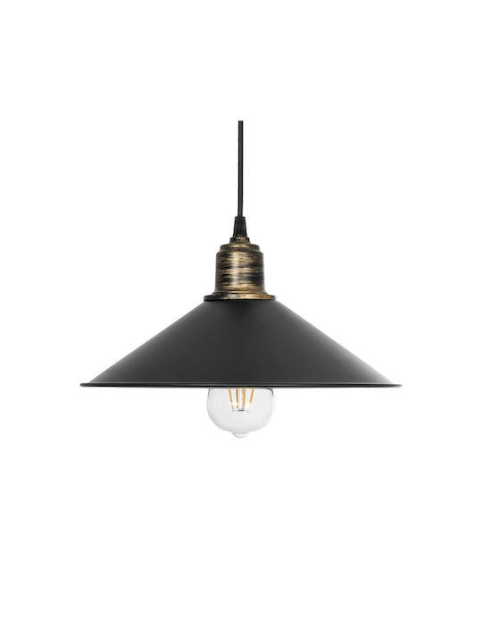 GloboStar Ferro Pendant Light Black Bell with Socket E27 30x30x90cm