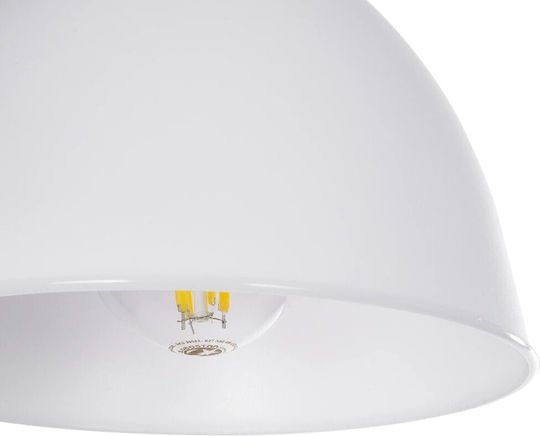 GloboStar Rade Hängelampe Weiß Glocke mit Fassung E27 17.5x17.5x56cm.
