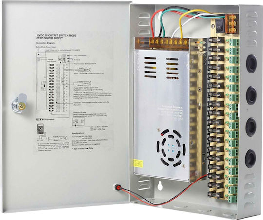 Anga CCTV System Power Box Stabilized 18 Outputs 12V 30A 120W CP1209-30A-18