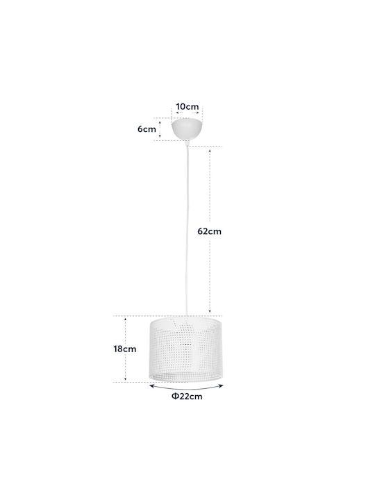 GloboStar Clairie Pendant Light White with Socket E27 22x22x93cm