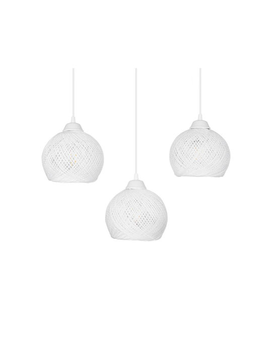 GloboStar Yasam Lustră Alb Boem cu frânghie pentru Dulie E27 55x25x80cm.