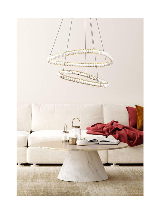 Elmark Pendant Pendant Light Gold LED with Warm to Cool White Light with Crystals 80x80x150cm